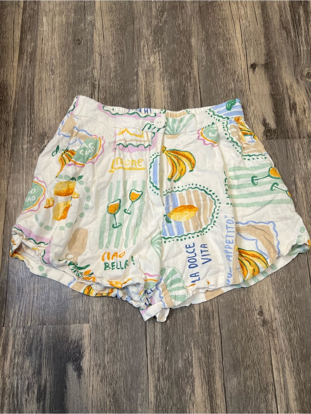 Anthropologie Paper Heart La Dolce Vita Linen Blend Shorts High Waisted Italian